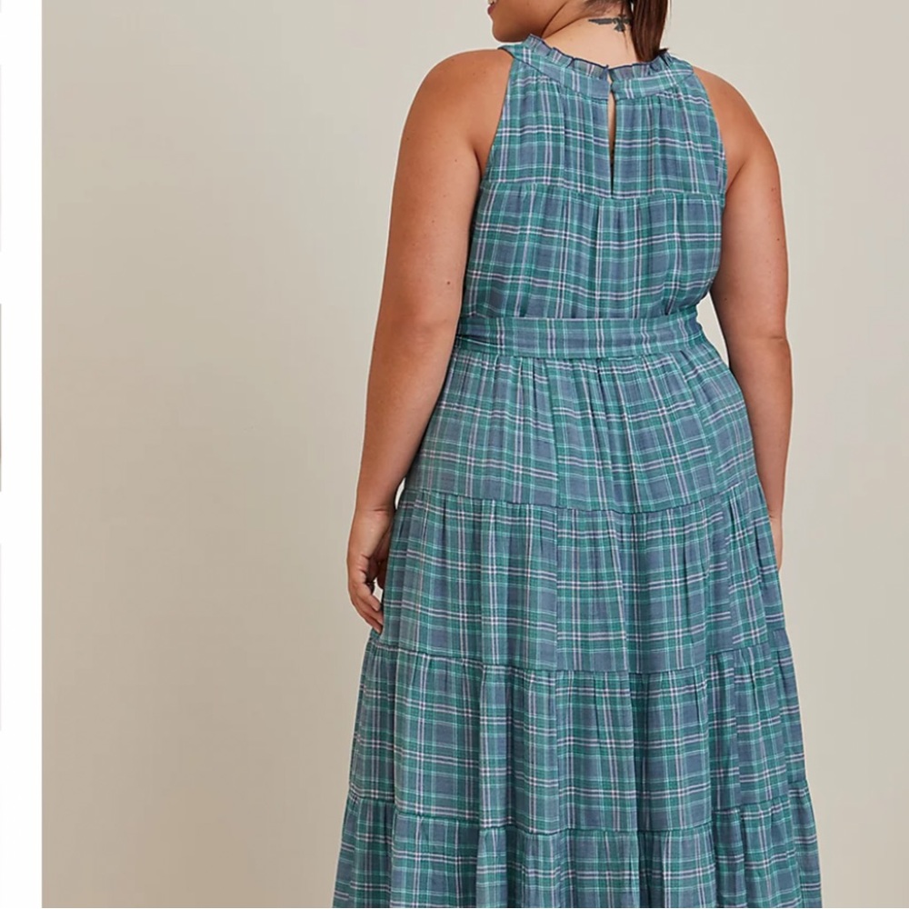 torrid Teal Plaid Halter Midi Dress - Picture 5 of 7